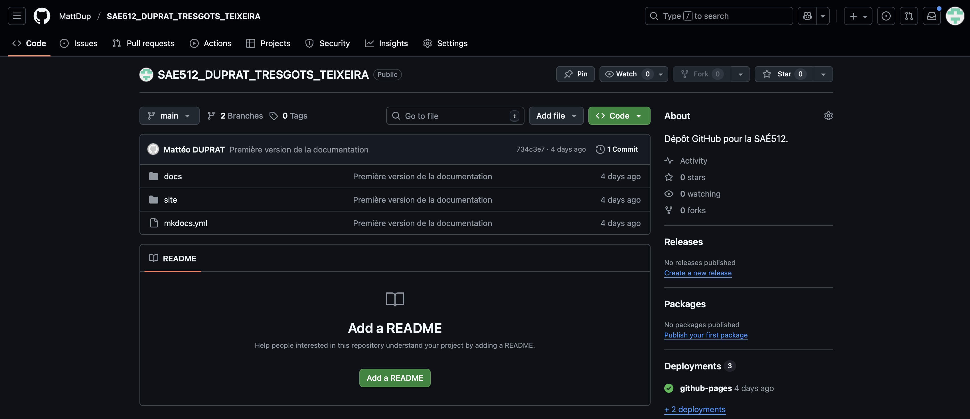 GitHub - Milieu de projet